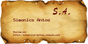 Simonics Antos névjegykártya
